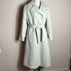 Vintage Mantessa Dirty White Double Breasted Trench Coat Belted size 12*